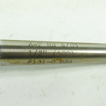 A-P HS 4/85 Straight 6-Flute Reamer 1/2" 2" Flutes 8" OAL Lot Of 2