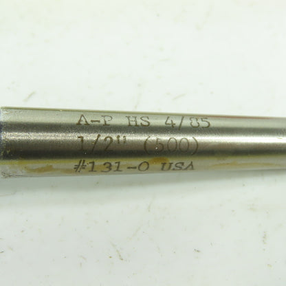A-P HS 4/85 Straight 6-Flute Reamer 1/2" 2" Flutes 8" OAL Lot Of 2