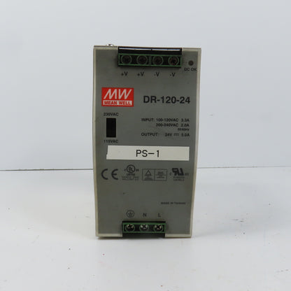 Mean Well DR-120-24 24V DC 5.0A Power Supply 100-120/200-240VAC Input