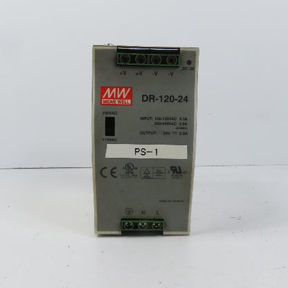 Mean Well DR-120-24 24V DC 5.0A Power Supply 100-120/200-240VAC Input