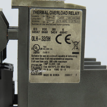 MCG MCG-09 9A Size 00 Contactor 120V Coil W/ OLH-32 Overload