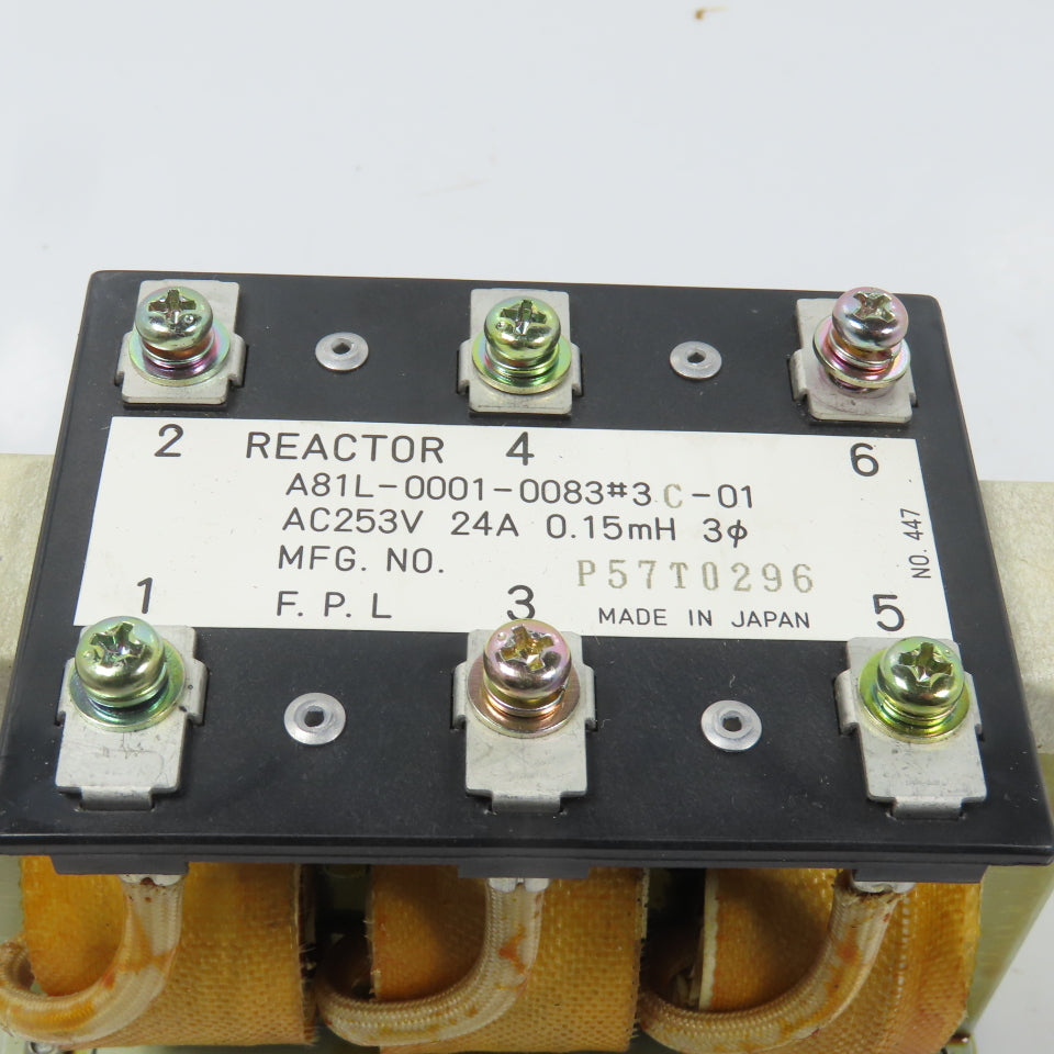 Fanuc A81L-0001-0083 24A Line Reactor 253V AC 0.15mH 3-Phase