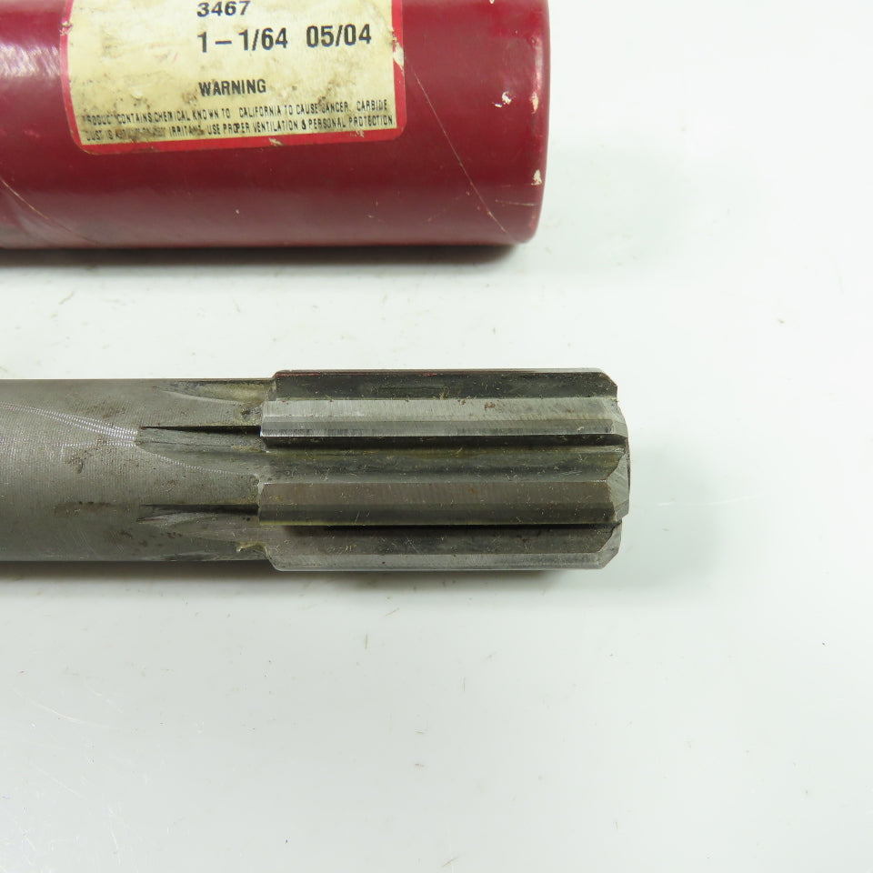Lexington 3467 1-1/64" Diam Straight Carbide Tipped Chucking Reamer 8-Flute
