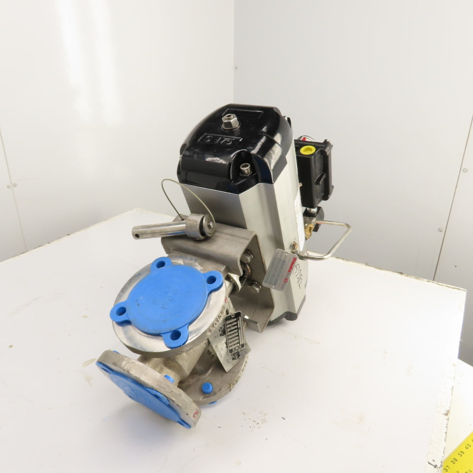 Flowserve B175S07 3-Way 3" Stainless Steel Diverter Valve W/ Pneumatic Actuator