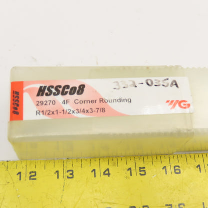 YG-1 HSSC08 R1/2 x 1-1/2 x 3/4 x 3-7/8" 4 Flute Corner Rounding End Mill