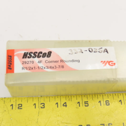 YG-1 HSSC08 R1/2 x 1-1/2 x 3/4 x 3-7/8" 4 Flute Corner Rounding End Mill