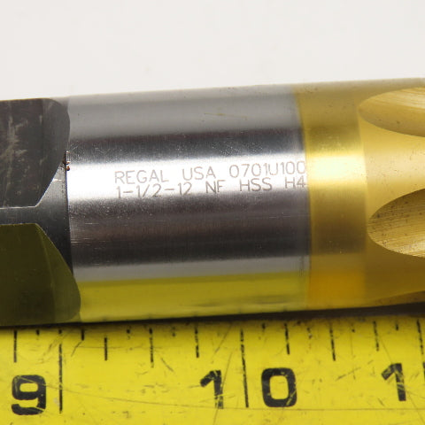 Regal 1-1/2"-12 NF HSS H4 6 Flute Straight 6 Flute TiN Coated Used