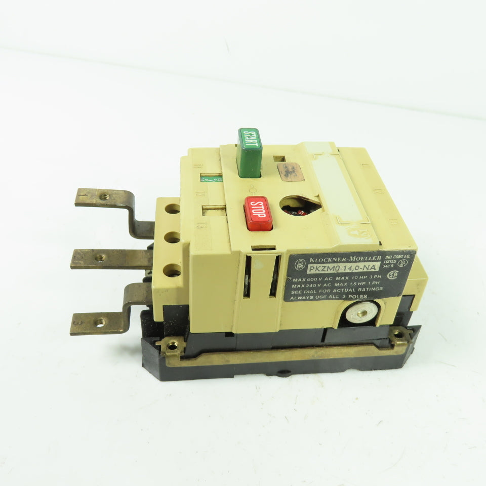 Klockner Moeller PKZM0-14,0-NA Circuit Breaker 600VAC 10HP 3Ph