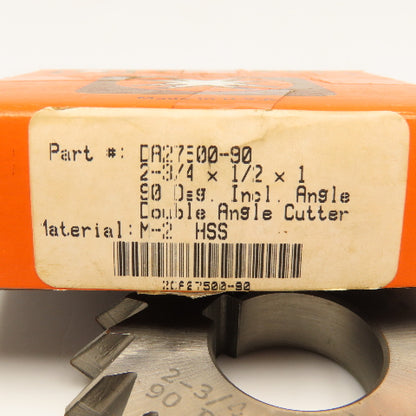 Moon Cutter Co. DA27500-90 2-3/4" x 1/2" Double Angle Cutter 90° 1" Shank