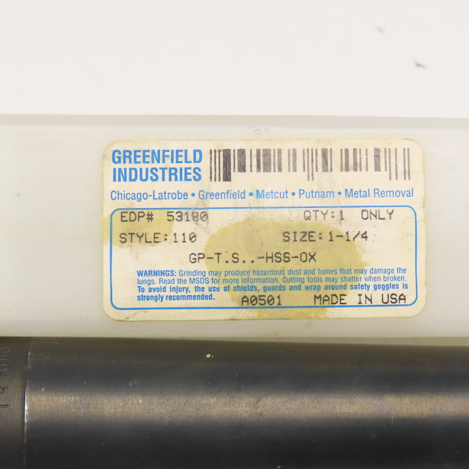 Greenfield Ind. 1-1/4" HSS 2 Flute Twist Drill MT4 Shank 14" OAL