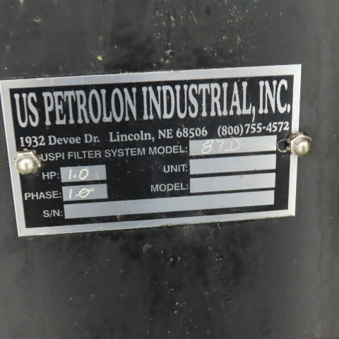 USPI 87D Dual Canister Portable Oil Filtration System 1HP 115/230V 1PH W/ Lines