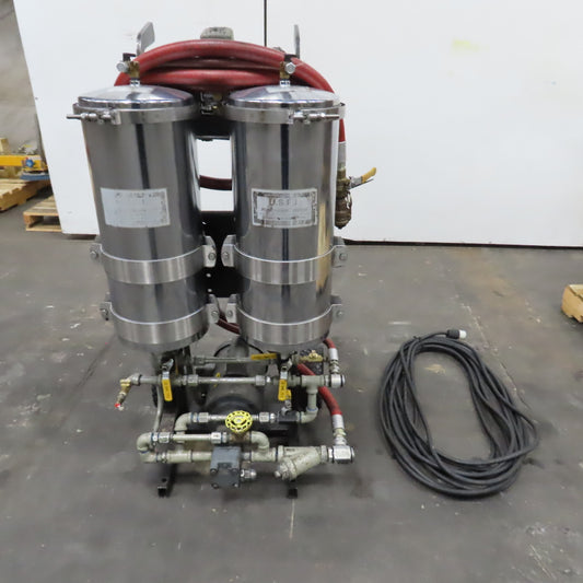 USPI 87D Dual Canister Portable Oil Filtration System 1HP 115/230V 1PH W/ Lines