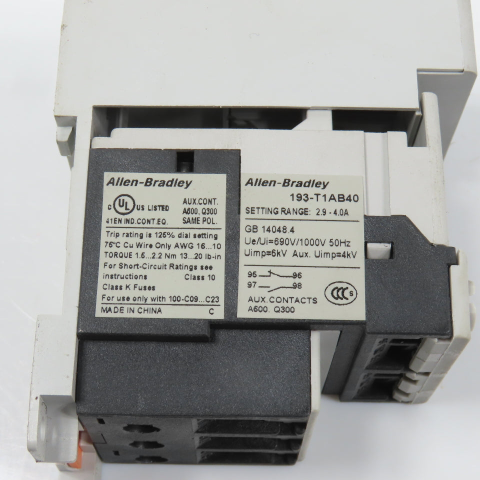Allen Bradley 193-T1AB40 Sr A Overload Relay 2.9-4A Class 10A W/ 193-T1APM