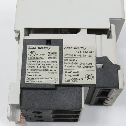 Allen Bradley 193-T1AB40 Sr A Overload Relay 2.9-4A Class 10A W/ 193-T1APM