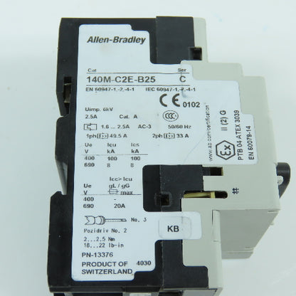 Allen Bradley 140M-C2E-B25 Ser C Motor Protection Circuit-Breaker 1.6-2.5A