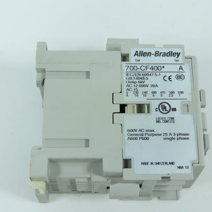 Allen Bradley 700-CF400* Ser A 20A 600V Contactor Relay 120V Coil