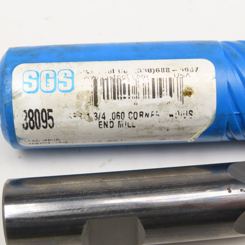 SGS 38095 3/4" Solid Carbide End Mill 4 Flute No Corner Radius