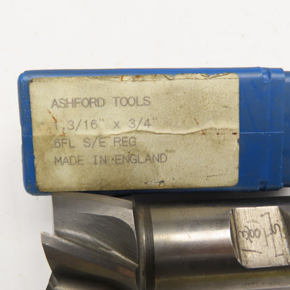 Ashford Tools 1-3/16" x 3/4" End Mill Cutter 6 Flute 1" Weldon Shank 3-3/8" OAL