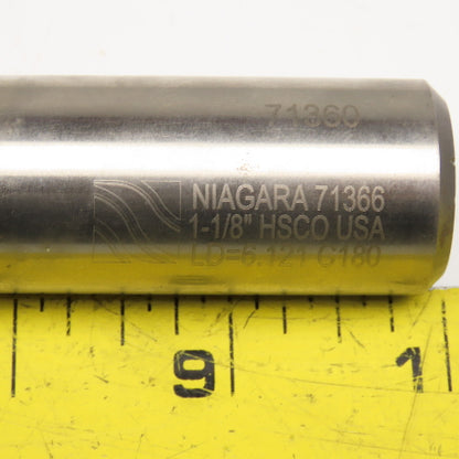 Niagara 71360 1-1/8" TiN Coated HSSCO Square Roughing End Mill 1" Weldon Shank