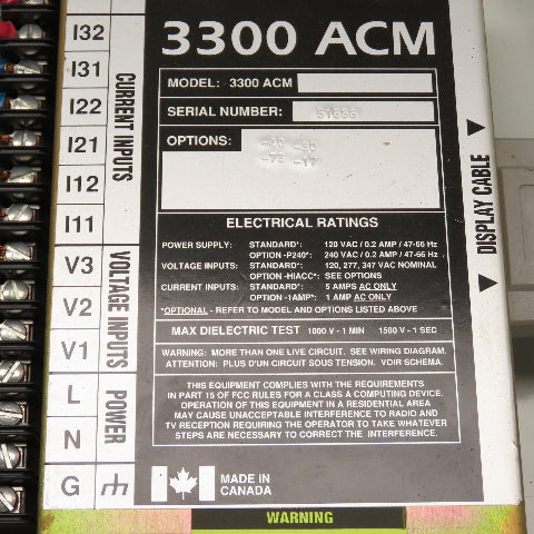 Power Measurement 3300 ACM Digital Power Meter Unit W/ Display & Type Enclosure