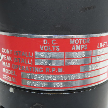 Industrial Drives TTE-2952-1010-A-00 9.7 Cont. 63VDC Peak 3000RPM DC Servo Motor