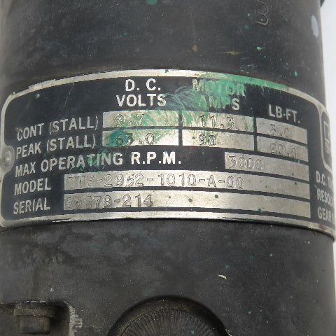 Industrial Drives TTE-2952-1010-A-00 9.7 Cont. 63VDC Peak 3000RPM DC Servo Motor