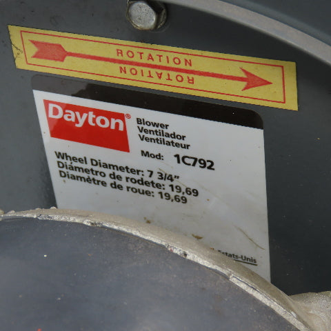 Dayton 1C792 1/3Hp 115V 1Ph Direct Drive Blower 1725RPM