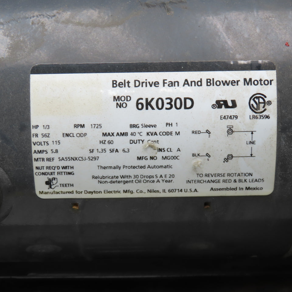 Dayton 1C792 1/3Hp 115V 1Ph Direct Drive Blower 1725RPM