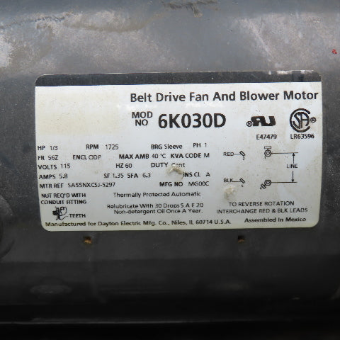 Dayton 1C792 1/3Hp 115V 1Ph Direct Drive Blower 1725RPM