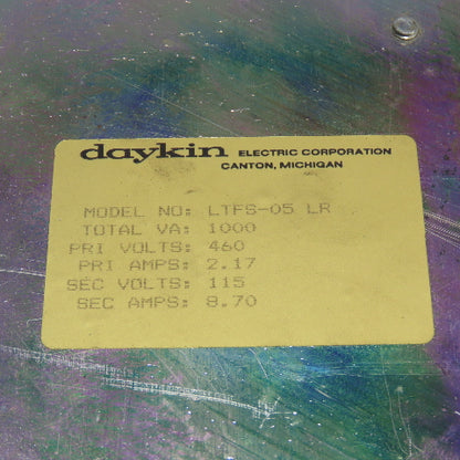 Daykin LTFS-05 LR Enclosed Disconnect Transformer Pri 460V Sec 120V 1000VA