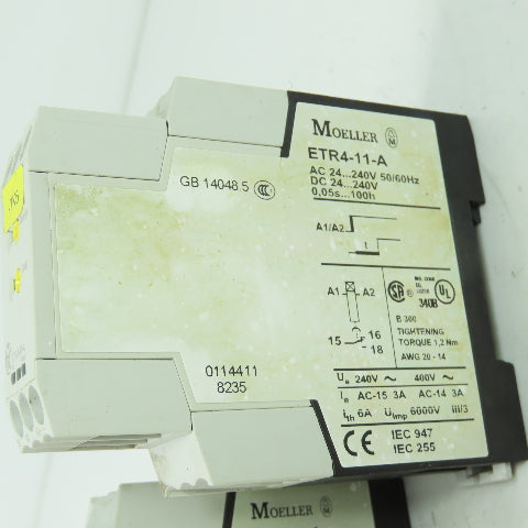 Moeller ETR4-11-A Timing Relay 240V 50/60Hz Lot of 2