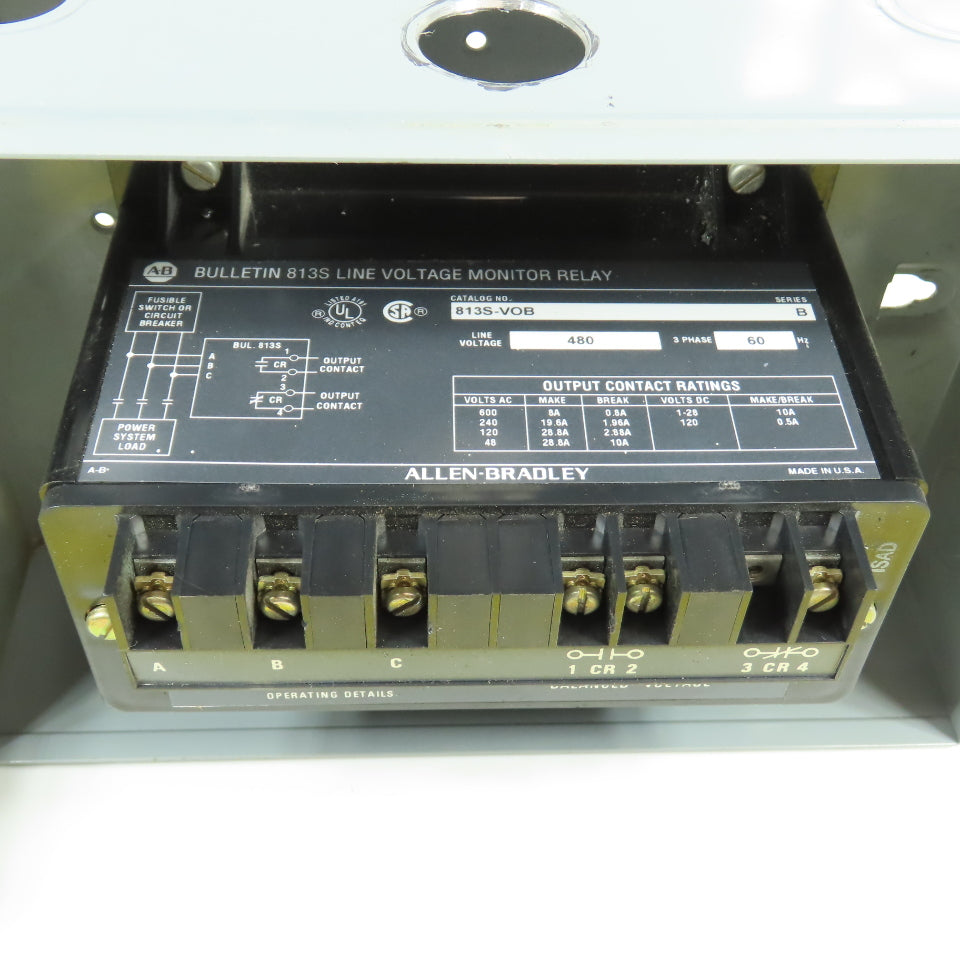 Allen Bradley 813S-VOB Ser B Bulletin 813S Line Voltage Monitor Relay 480V 3PH