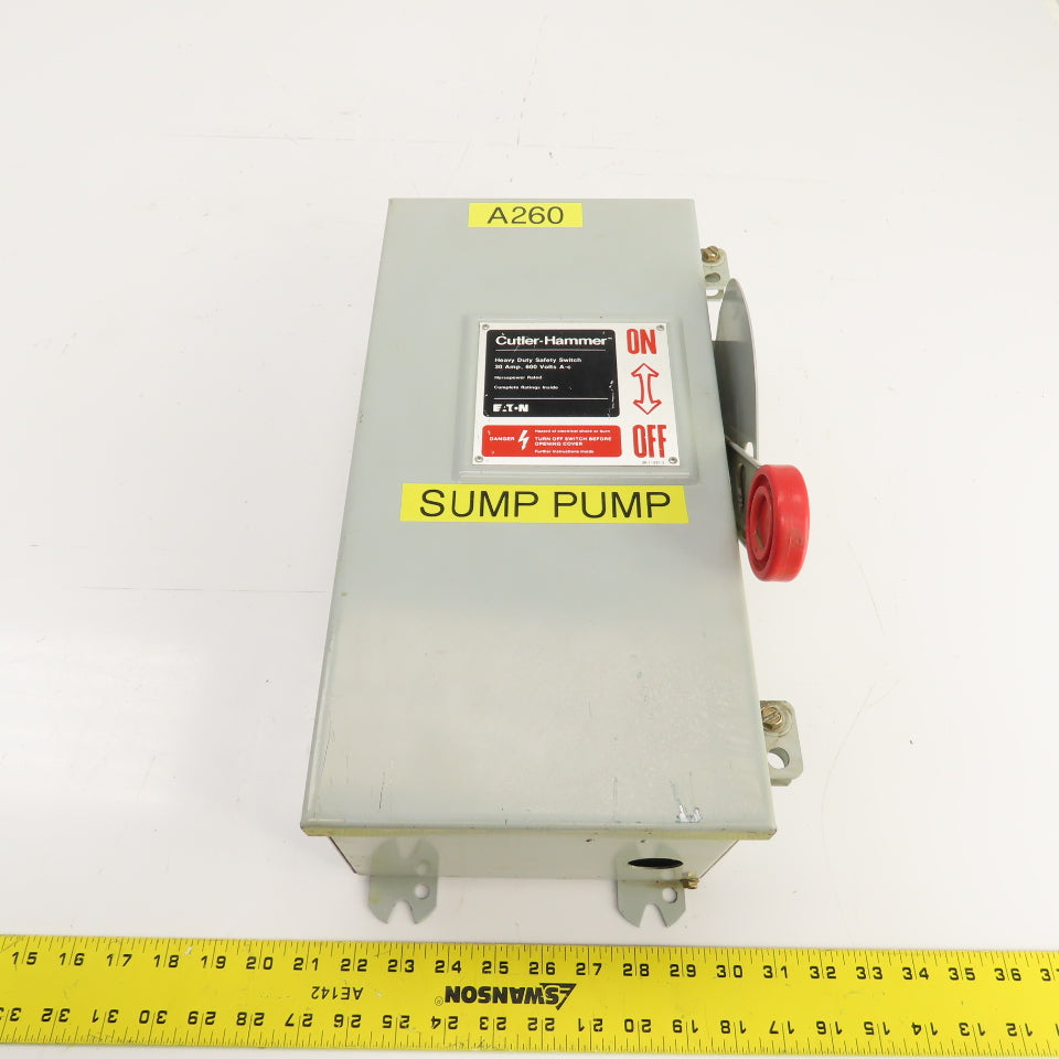 Cutler Hammer DH361FDK 30A Fusible Heavy Duty Safety Disconnect Switch 600V 3R