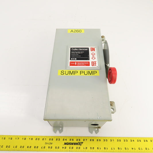 Cutler Hammer DH361FDK 30A Fusible Heavy Duty Safety Disconnect Switch 600V 3R