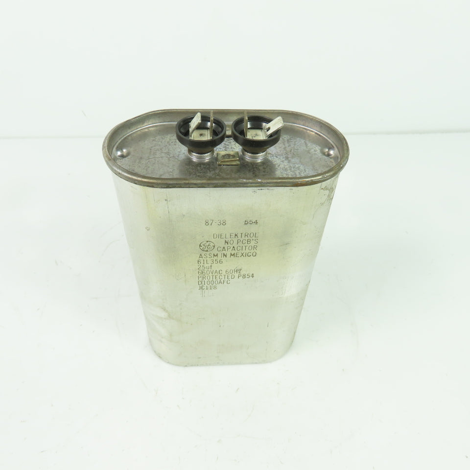 GE General Electric 61L356 Dielektrol Capacitor 25uf 660VAC 60Hz D100AFC JC118