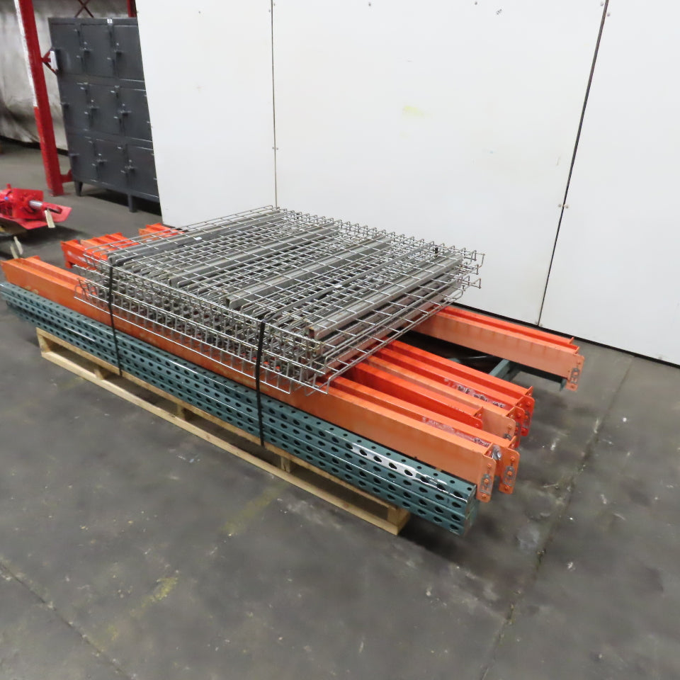 96" W x 94" H x 42" Deep Pallet Racking Complete Section W/4 Shelves & Decking