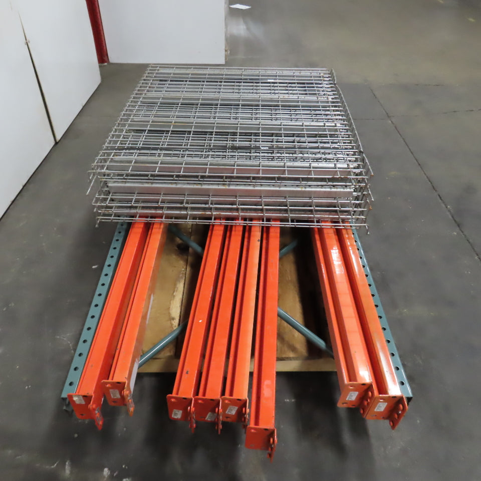 96" W x 94" H x 42" Deep Pallet Racking Complete Section W/4 Shelves & Decking