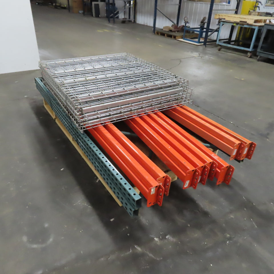 96" W x 94" H x 42" Deep Pallet Racking Complete Section W/4 Shelves & Decking