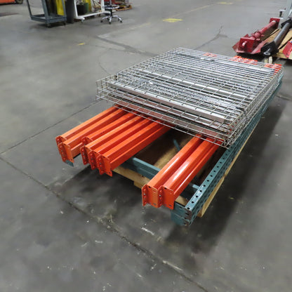 96" W x 94" H x 42" Deep Pallet Racking Complete Section W/4 Shelves & Decking