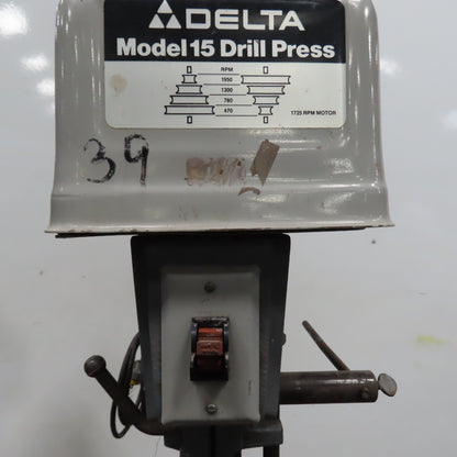 Delta 15-090 Floor Model 15" Drill Press 0.5HP 115V Single Phase 10x10.5" Table
