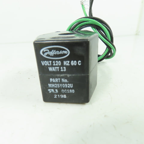 Jefferson MH25Y092U Solenoid Valve Coil 120V 13W