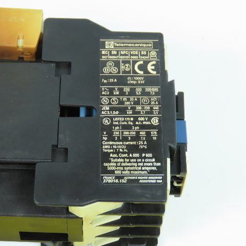 Telemecanique LP1 D12 10 10HP 25A 600VAC IEC Contactor 24V DC Coil
