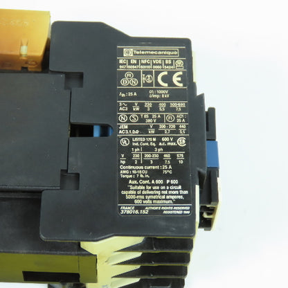 Telemecanique LP1 D12 10 10HP 25A 600VAC IEC Contactor 24V DC Coil