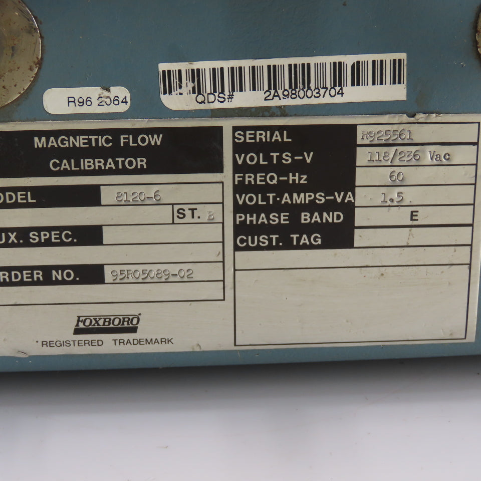 Foxboro 8120-6 Magnetic Flow Calibrator 118/236VAC 1.5A ST.B