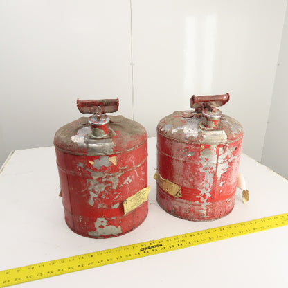 Justrite Red Steel Safety Gas Can 5-Gallon Capacity Lot Of 2