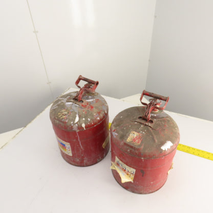 Justrite Red Steel Safety Gas Can 5-Gallon Capacity Lot Of 2