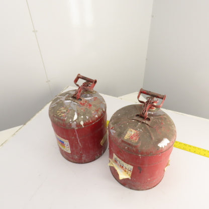 Justrite Red Steel Safety Gas Can 5-Gallon Capacity Lot Of 2