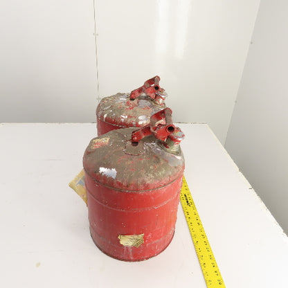 Justrite Red Steel Safety Gas Can 5-Gallon Capacity Lot Of 2