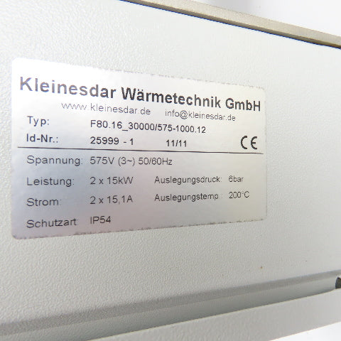 Kleinesdar Warmetechnik 25999-1 Immersion Heating Element 575V 3Ph