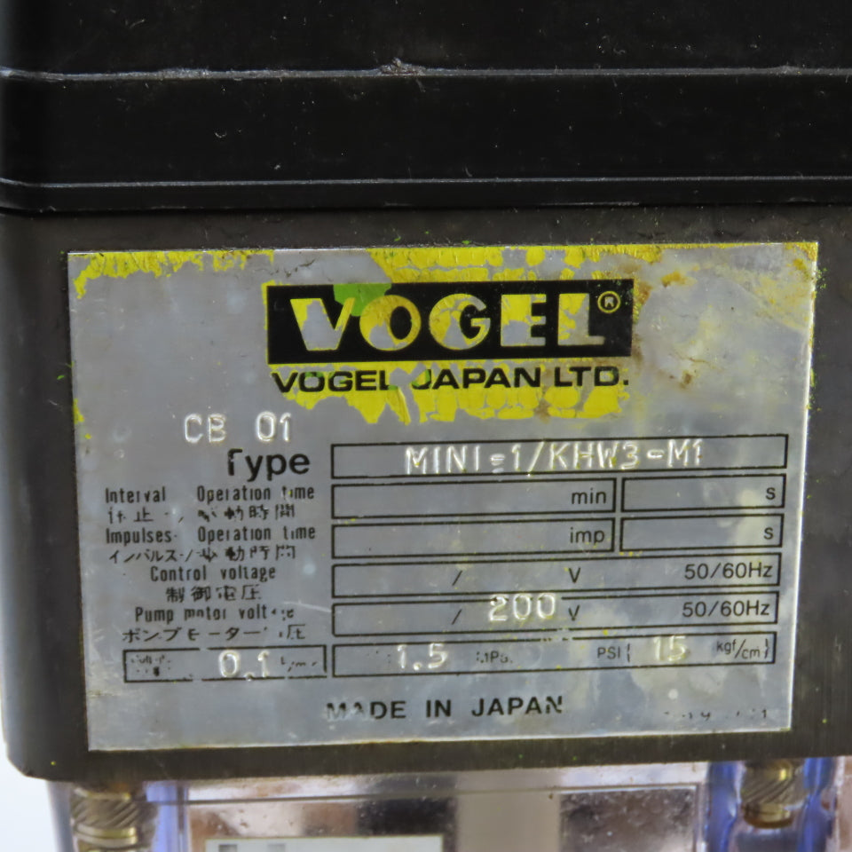 Vogel MINI-1/KHW3-M1 Automatic Lubricator 200V 1PH 50/60HZ (Broken Cover)